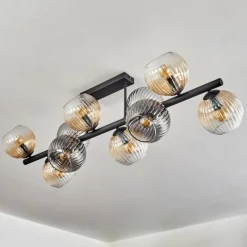 hofstein Gastor Plafonnier, Boule lumineuse Ambre, Clair, Fumé, 10 lumières