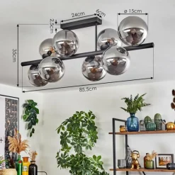 hofstein Gastor Plafonnier, Boule lumineuse Fumé, 8 lumières