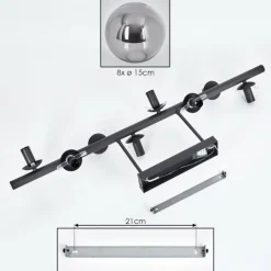 hofstein Gastor Plafonnier, Boule lumineuse Fumé, 8 lumières