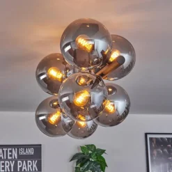 hofstein Gastor Plafonnier, Boule lumineuse Fumé, 8 lumières