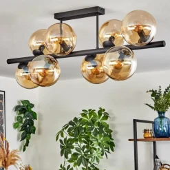 hofstein Gastor Plafonnier, Boule lumineuse Ambre, 8 lumières