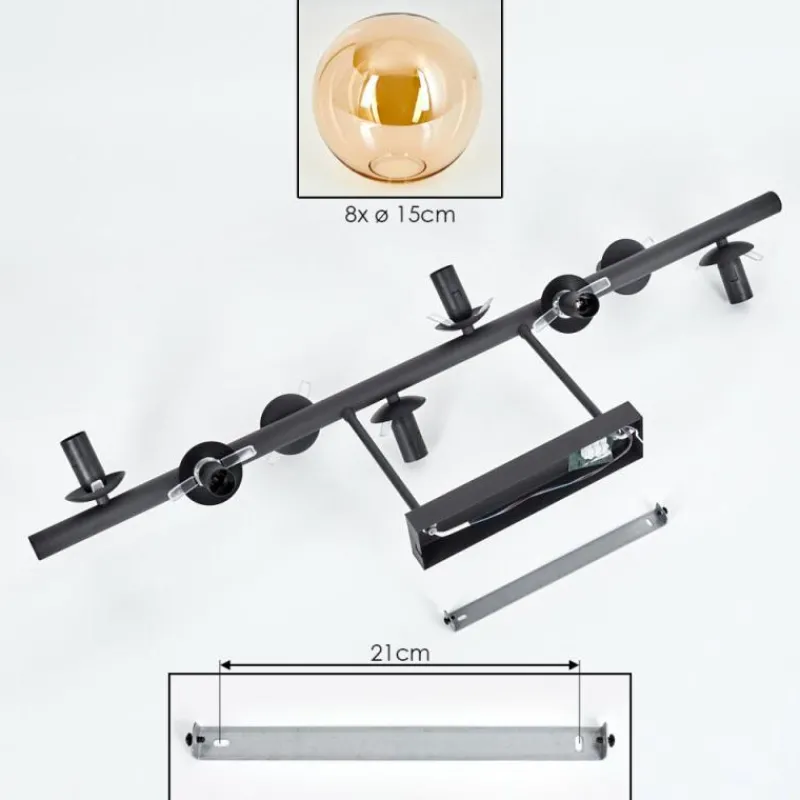 hofstein Gastor Plafonnier, Boule lumineuse Ambre, 8 lumières