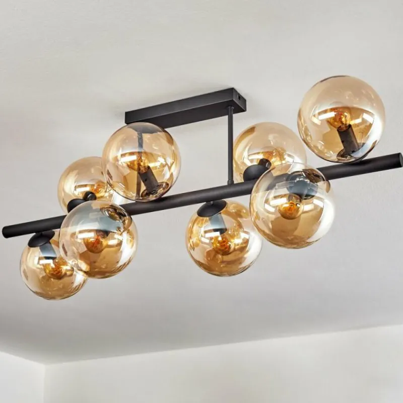 hofstein Gastor Plafonnier, Boule lumineuse Ambre, 8 lumières