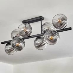 hofstein Gastor Plafonnier, Boule lumineuse Clair, Fumé, 8 lumières