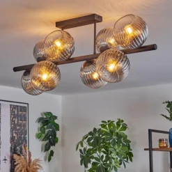 hofstein Gastor Plafonnier, Boule lumineuse Clair, Fumé, 8 lumières