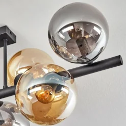hofstein Gastor Plafonnier, Boule lumineuse Ambre, Fumé, 8 lumières