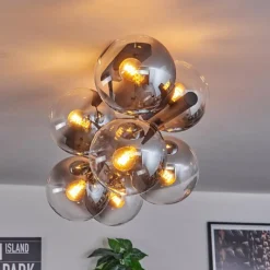 hofstein Gastor Plafonnier, Boule lumineuse Clair, Fumé, 8 lumières