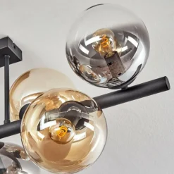 hofstein Gastor Plafonnier, Boule lumineuse Ambre, Clair, Fumé, 8 lumières