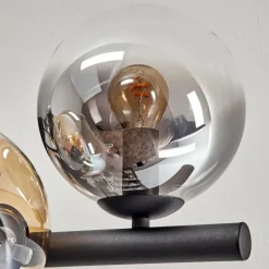 hofstein Gastor Plafonnier, Boule lumineuse Ambre, Clair, Fumé, 8 lumières