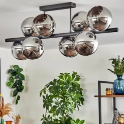 hofstein Gastor Plafonnier, Boule lumineuse Chrome, Fumé, 8 lumières