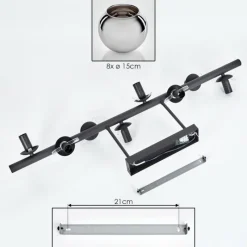 hofstein Gastor Plafonnier, Boule lumineuse Chrome, Fumé, 8 lumières