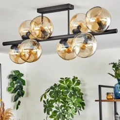 hofstein Gastor Plafonnier, Boule lumineuse Ambre, 8 lumières