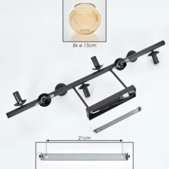 hofstein Gastor Plafonnier, Boule lumineuse Ambre, 8 lumières