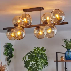 hofstein Gastor Plafonnier, Boule lumineuse Ambre, 8 lumières
