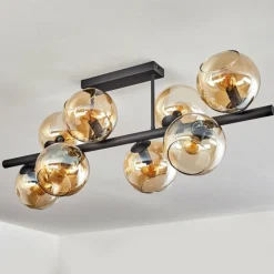 hofstein Gastor Plafonnier, Boule lumineuse Ambre, 8 lumières
