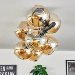 hofstein Gastor Plafonnier, Boule lumineuse Ambre, 8 lumières