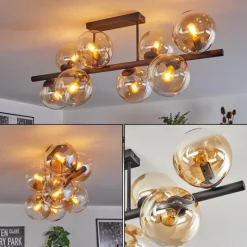 hofstein Gastor Plafonnier, Boule lumineuse Ambre, Clair, 8 lumières