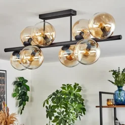 hofstein Gastor Plafonnier, Boule lumineuse Ambre, Clair, 8 lumières