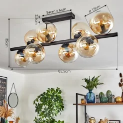 hofstein Gastor Plafonnier, Boule lumineuse Ambre, Clair, 8 lumières