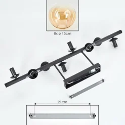 hofstein Gastor Plafonnier, Boule lumineuse Ambre, Clair, 8 lumières