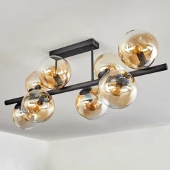 hofstein Gastor Plafonnier, Boule lumineuse Ambre, Clair, 8 lumières