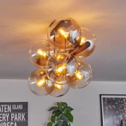 hofstein Gastor Plafonnier, Boule lumineuse Ambre, Clair, 8 lumières