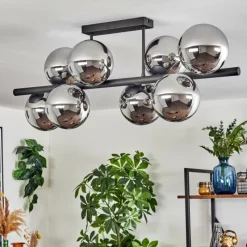 hofstein Gastor Plafonnier, Boule lumineuse Chrome, Fumé, 8 lumières