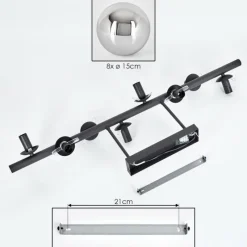 hofstein Gastor Plafonnier, Boule lumineuse Chrome, Fumé, 8 lumières
