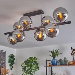 hofstein Gastor Plafonnier, Boule lumineuse Chrome, Fumé, 8 lumières