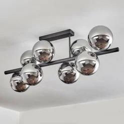 hofstein Gastor Plafonnier, Boule lumineuse Chrome, Fumé, 8 lumières