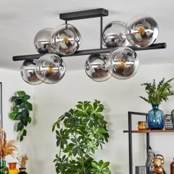 hofstein Gastor Plafonnier, Boule lumineuse Chrome, Clair, Fumé, 8 lumières