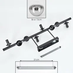 hofstein Gastor Plafonnier, Boule lumineuse Chrome, Clair, Fumé, 8 lumières