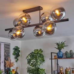 hofstein Gastor Plafonnier, Boule lumineuse Chrome, Clair, Fumé, 8 lumières