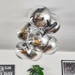 hofstein Gastor Plafonnier, Boule lumineuse Chrome, Clair, Fumé, 8 lumières