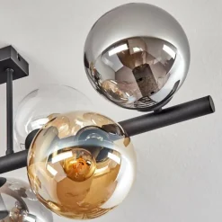 hofstein Gastor Plafonnier, Boule lumineuse Ambre, Clair, Fumé, 8 lumières