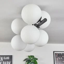 hofstein Gastor Plafonnier, Boule lumineuse Blanc, 8 lumières