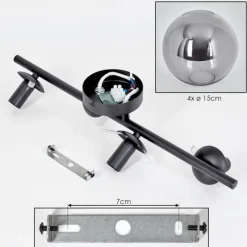 hofstein Gastor Plafonnier, Boule lumineuse Chrome, Fumé, 4 lumières