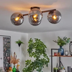 hofstein Gastor Plafonnier, Boule lumineuse Chrome, Fumé, 4 lumières