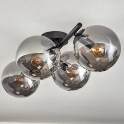 hofstein Gastor Plafonnier, Boule lumineuse Chrome, Fumé, 4 lumières