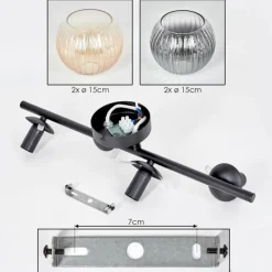 hofstein Gastor Plafonnier, Boule lumineuse Ambre, Clair, Fumé, 4 lumières