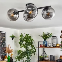 hofstein Gastor Plafonnier, Boule lumineuse Clair, Fumé, 4 lumières