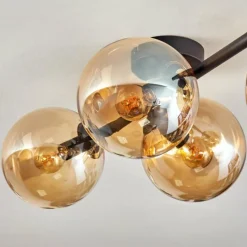 hofstein Gastor Plafonnier, Boule lumineuse Ambre, 4 lumières