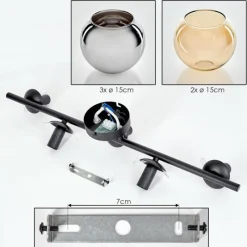 hofstein Gastor Plafonnier, Boule lumineuse Ambre, Chrome, Fumé, 5 lumières