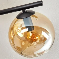 hofstein Gastor Plafonnier, Boule lumineuse Ambre, Chrome, Fumé, 5 lumières