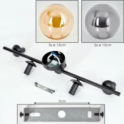 hofstein Gastor Plafonnier, Boule lumineuse Ambre, Fumé, 5 lumières