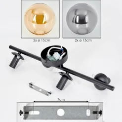 hofstein Gastor Plafonnier, Boule lumineuse Ambre, Fumé, 4 lumières