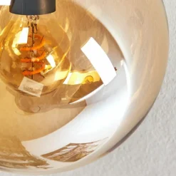 hofstein Gastor Plafonnier, Boule lumineuse Ambre, Clair, Fumé, 4 lumières