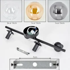 hofstein Gastor Plafonnier, Boule lumineuse Ambre, Clair, Fumé, 4 lumières