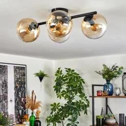 hofstein Gastor Plafonnier, Boule lumineuse Ambre, Clair, 4 lumières