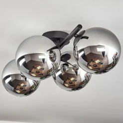 hofstein Gastor Plafonnier, Boule lumineuse Chrome, Fumé, 4 lumières